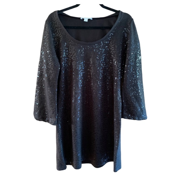 Black Sequin Animal Print Coat Dress